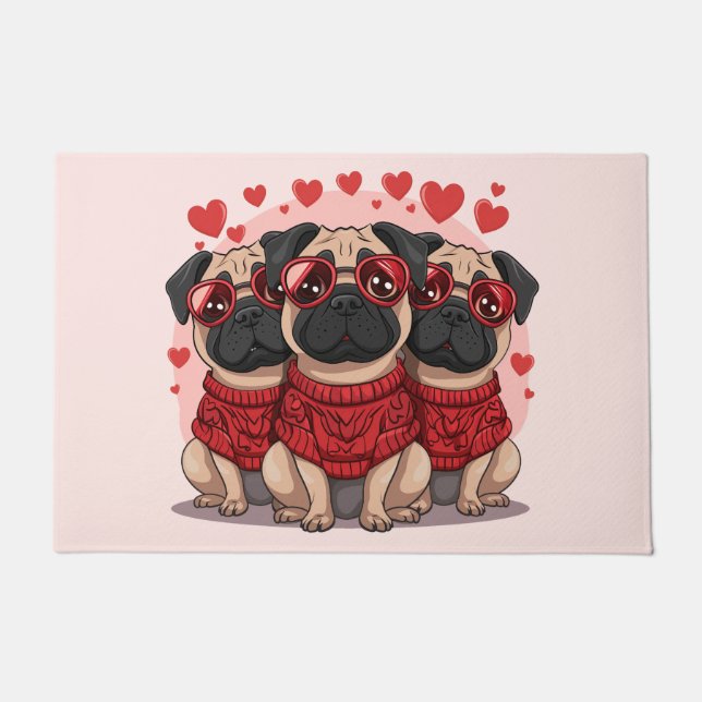 Tapete Cães Pug do Dia dos Namorados (Frente)