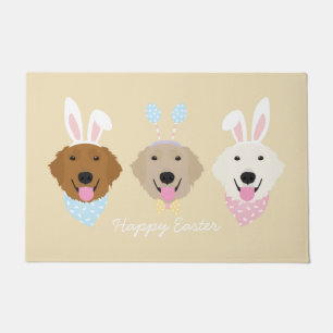 Tapete Cães Retriever Dourados Feliz Páscoa