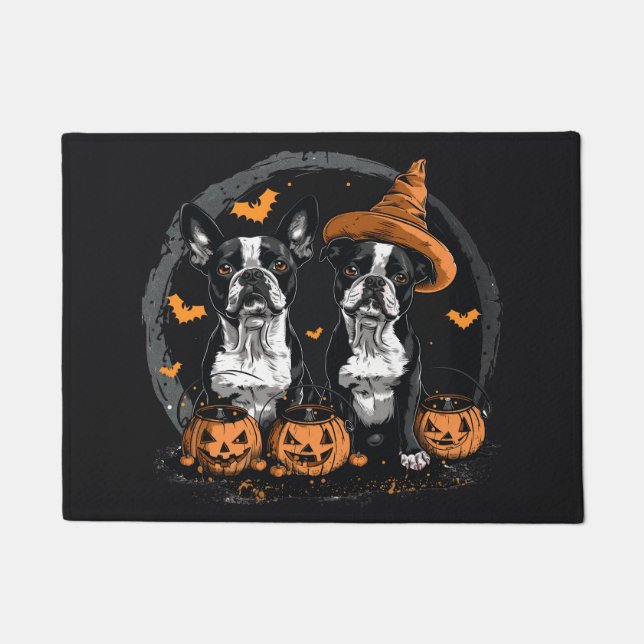 Tapete Cães Terrier de Boston Halloween (Frente)