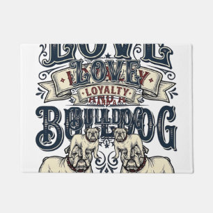 Tapete Camisa de Amor Bulldog Desenho de Gravura Vintage