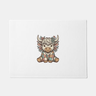 Tapete Camisa Xadrez Floral Vintage Highland Cow_1