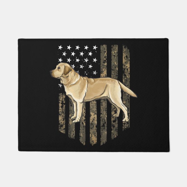 Tapete Camo American Flag Yellow Labrador Retriever (Frente)