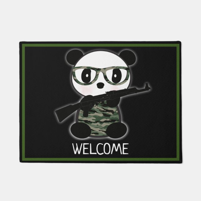Tapete Camo Leon Panda Bear Bem-Vindo Mat (Frente)