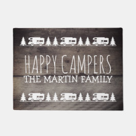 Tapete Campistas felizes de acampamento de madeira