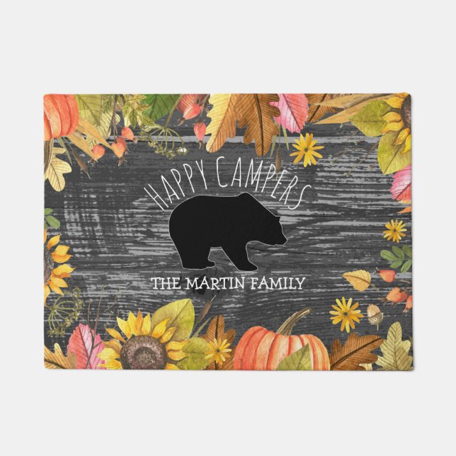 Tapete Campistas felizes de madeira rústicos do urso | do (Frente)