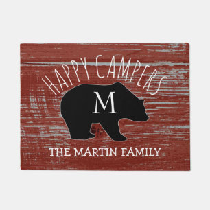 Tapete Campistas felizes Monogrammed de madeira do urso