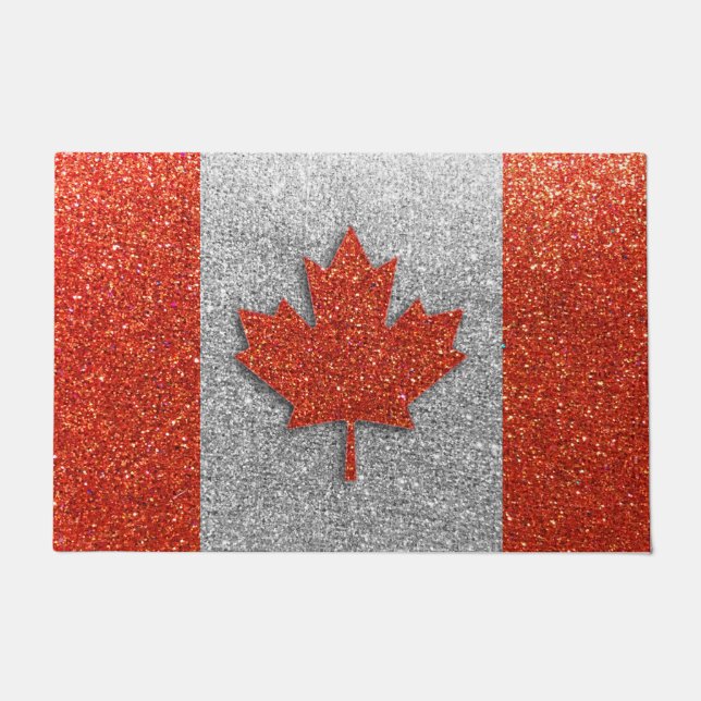 Tapete canadense Flag Glitter Maple Leaf Canada Welcome (Frente)