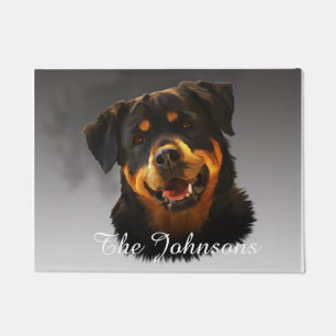Tapete Cão Cachorro Cachorro Rottweiler Cor da Água Retra