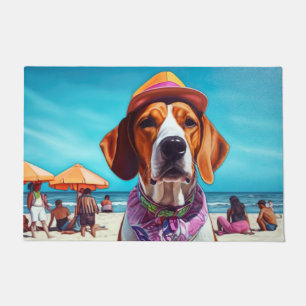 Tapete Cão de Caça Inglês Americano na Praia, presente de