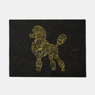 Tapete Cão de caniche no teste padrão Dourado de Paisley
