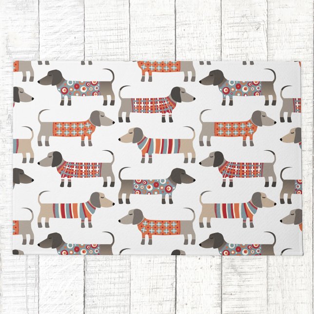 Tapete Cão de linguiça de salsicha de Dachshund (Dachshund Wiener Sausage Dog fun doormat)