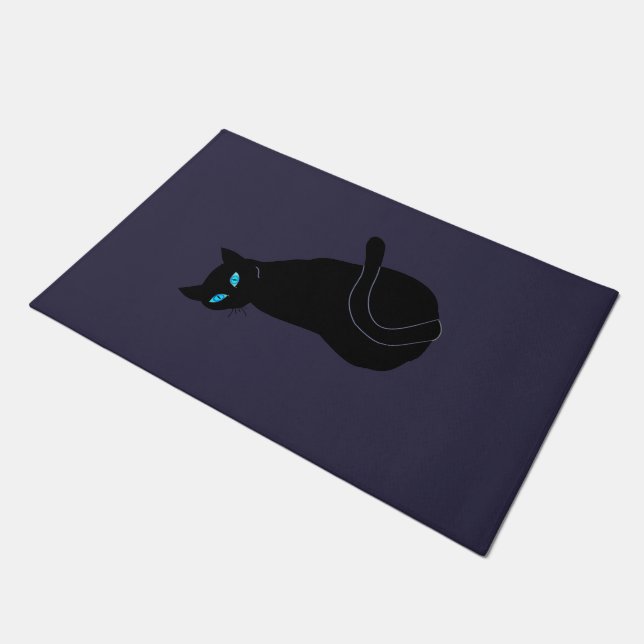 Tapete Capacho com Gato Preto (Inclinado)