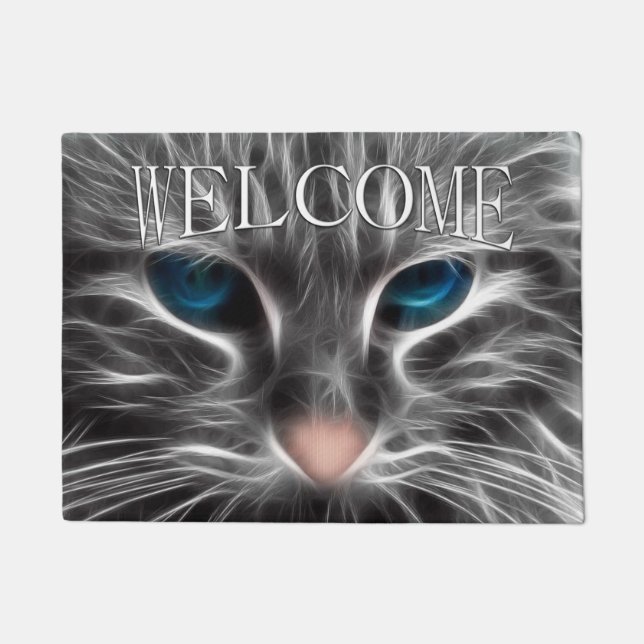 Tapete Cara de Gato Azul Incrível (Frente)