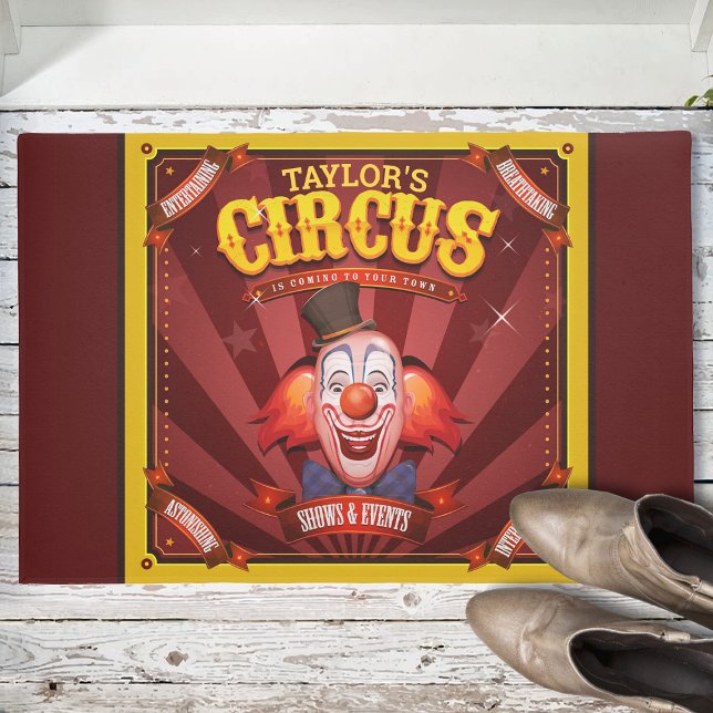Tapete Carnival Clown ADD NAME Big Top Family Circus Show (Criador carregado)