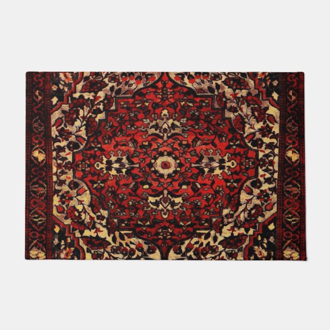 Tapete Carpete persa olha em vermelho escuro e creme  (Frente)