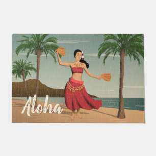 Tapete Cartão havaiano da menina de Hula do vintage Aloh