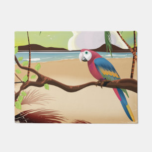 Tapete Cartaz de papagaio da ilha tropical vintage caribe