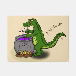 Tapete Cartografia engraçada do cozinhar de jacaré verde