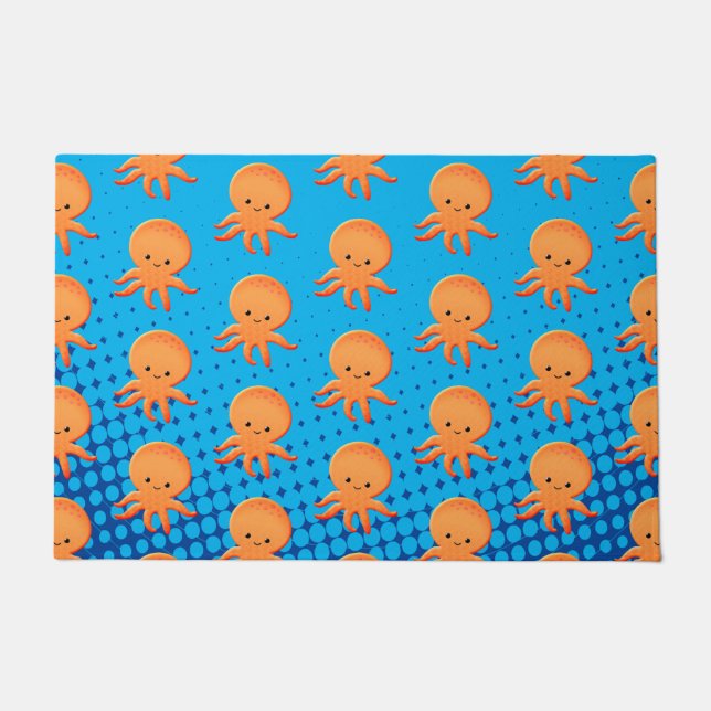 Tapete Cartoon Bonito Octopus Blue Ocean (Frente)