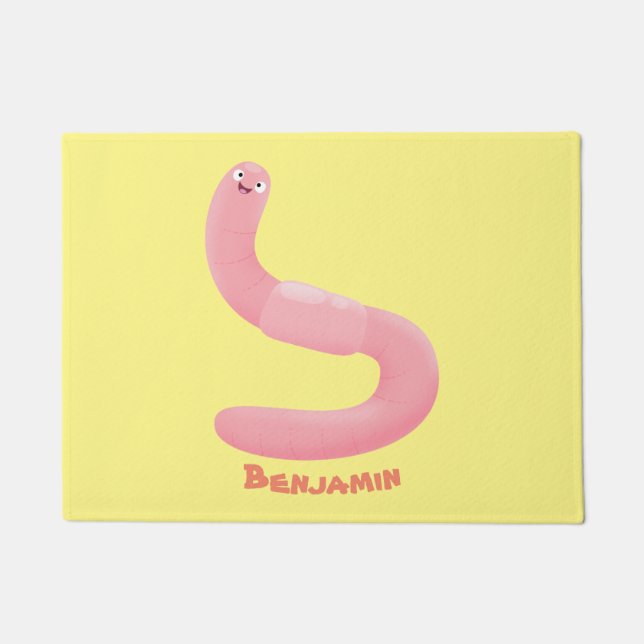 Tapete Cartoon de minhoca rosa-branca (Frente)