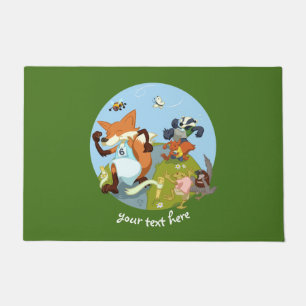 Tapete Cartoon de Raposa e Badger de Animais da Floresta
