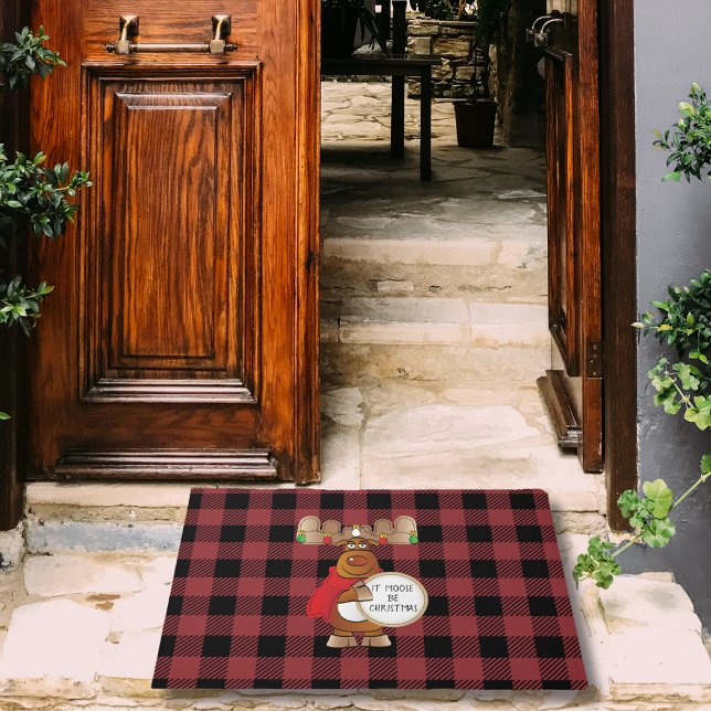 Tapete Cartoon Moose Black Red Buffalo Xadrez Natal (Criador carregado)