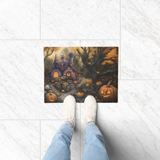 Tapete Casa Adorável e Pumpkin do Halloween (Interior)