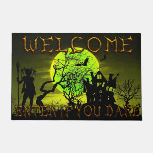 Tapete Casa assombrada de Halloween Bem-vindo Entre Se Vo