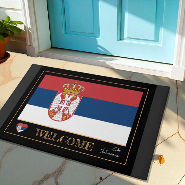 Tapete Casa da Sérvia mat & Sérvio Flag / Bem-vindos (Criador carregado)