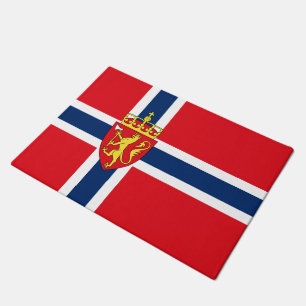 Tapete casaco de armas da Noruega sob pavilhão da Norueg