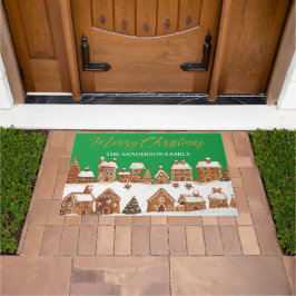 Tapete Casas de pão-de-gengibre Feliz Saudações de Natal 