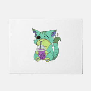 Tapete Cat Boba Tea Anime Kawaii Graphic Pastel Hall Góti
