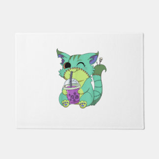 Tapete Cat Boba Tea Anime Kawaii Graphic Pastel Hall Góti