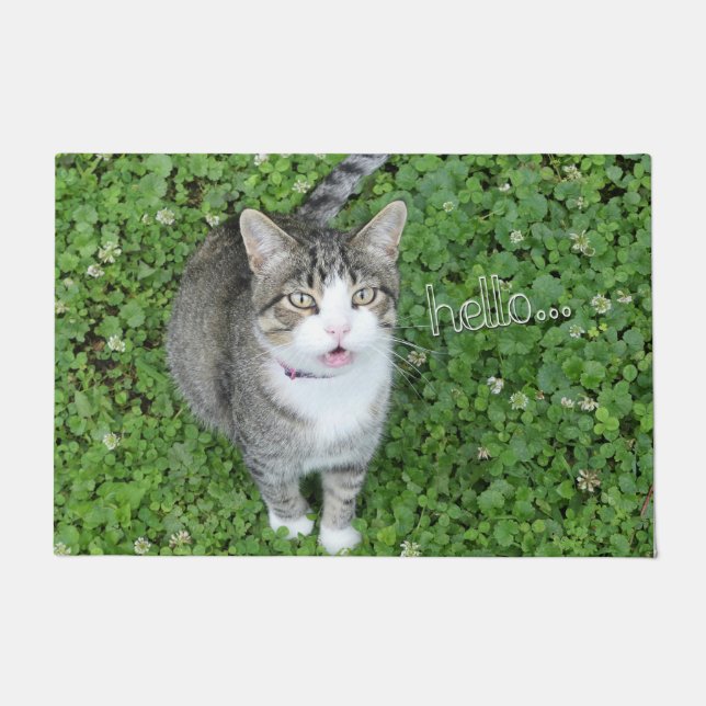 Tapete Cat em Clover dizendo Olá (Frente)