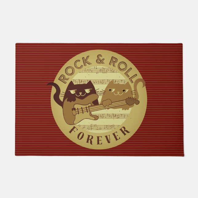 Tapete Cat Rock Música Elétrica Ouro De Violão Strike Chi (Frente)