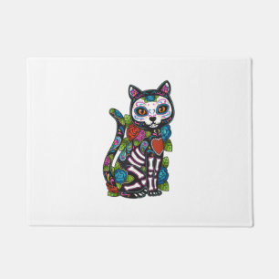 Tapete Cat Sugar Skull México Calavera Dia De Los Muertos