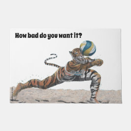 Tapete Cat Warrior Tocando Porta de Voleibol de Praia