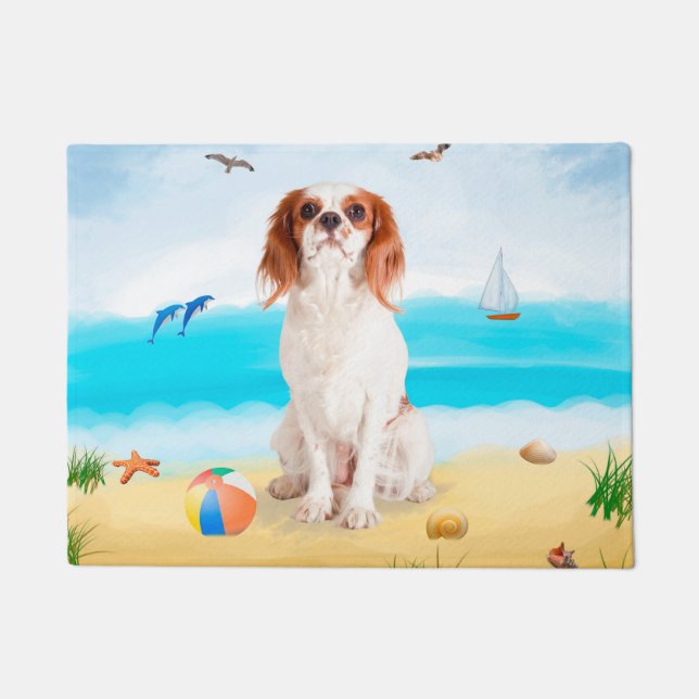 Tapete Cavalier King Cachorro na Praia (Frente)
