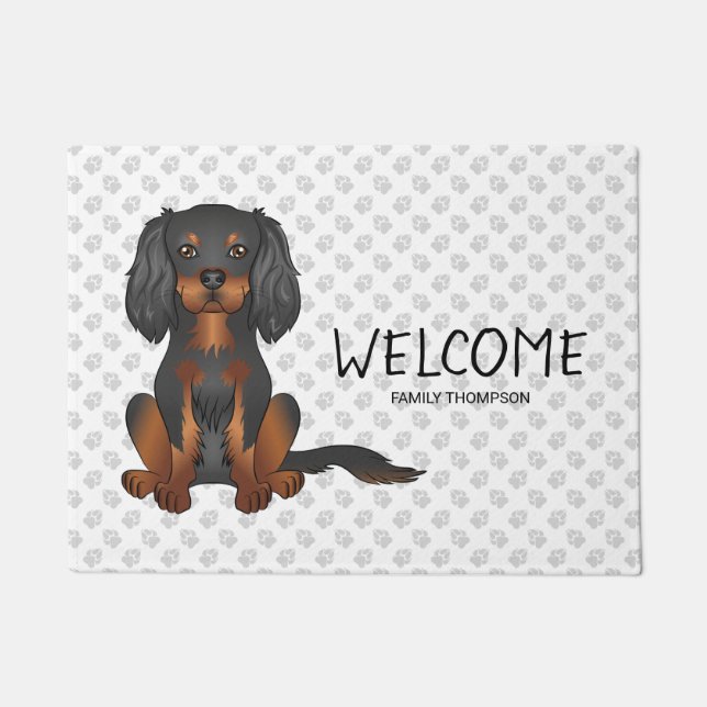 Tapete Cavalier King Charles Spaniel Preto e Castanho & T (Frente)