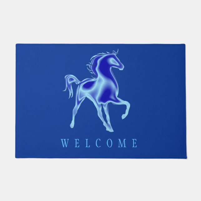 Tapete Cavalo Azul - Bem-vindo (Frente)