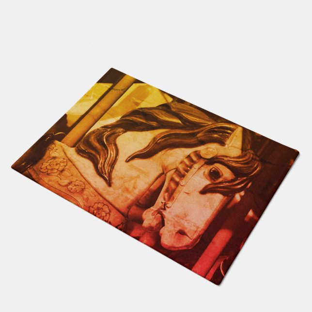 Tapete Cavalo Carrossel De Corrente Silenciosa Na Sépia V (Inclinado)