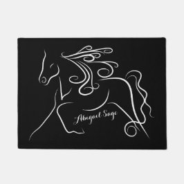 Tapete Cavalo de Silhueta Preto e Branco Personalizado
