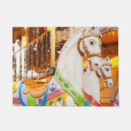 Tapete Cavalos Carrousel cor verde vindima Porta Mat