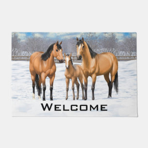 Tapete Cavalos Do Quarto De Pele De Fecho Na Neve