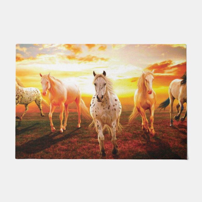 Tapete Cavalos no travesseiro decorativo solar (Frente)