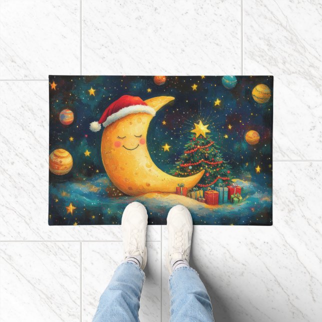 Tapete Celebração Divertida da Lua Galáctica no Natal (Interior)
