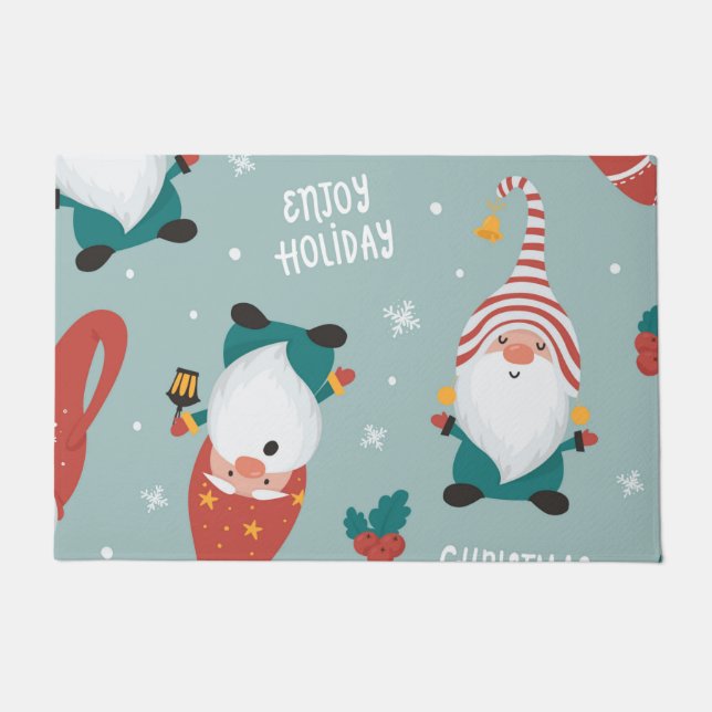 Tapete Cena da Aldeia de inverno Feliz Natal, Ano Novo (Frente)