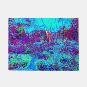 Tapete Cena de Jardim Azul Impressionista Psicodélico