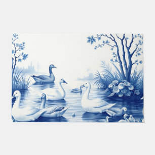 Tapete Cena do Lago dos Cisnes Blue Willow