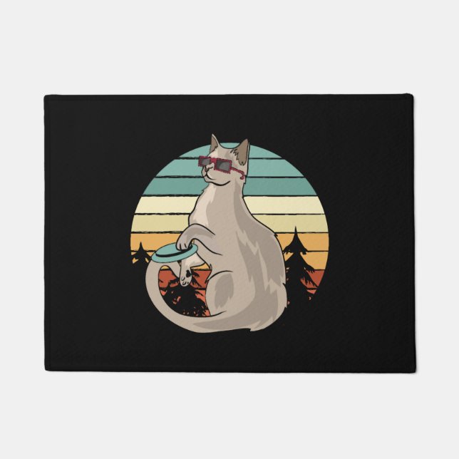 Tapete Cesto de Disco de Golfe Presente de Gato Divertido (Frente)